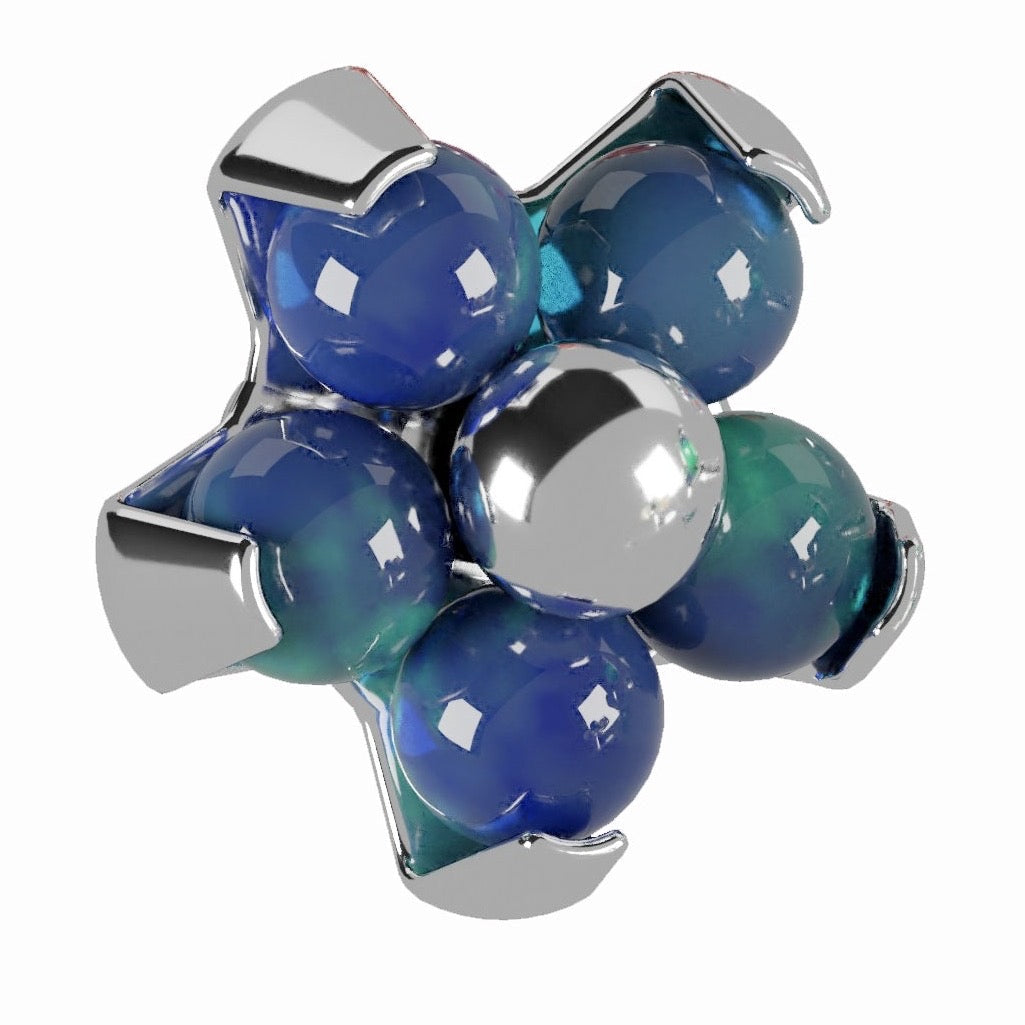 G23 Titanium Opal Stone Studded Flower Dermal Anchor Top