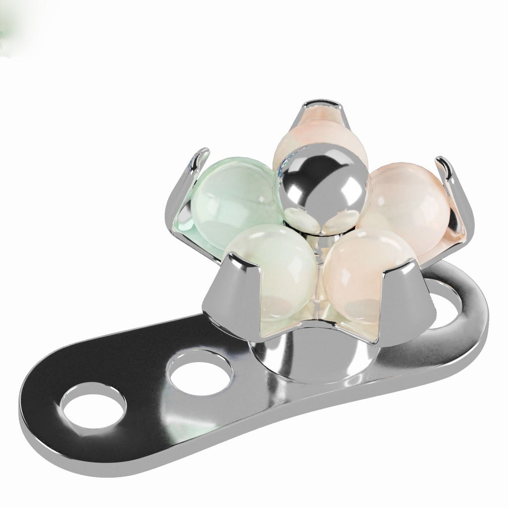 G23 Titanium Opal Stone Studded Flower Dermal Anchor Top