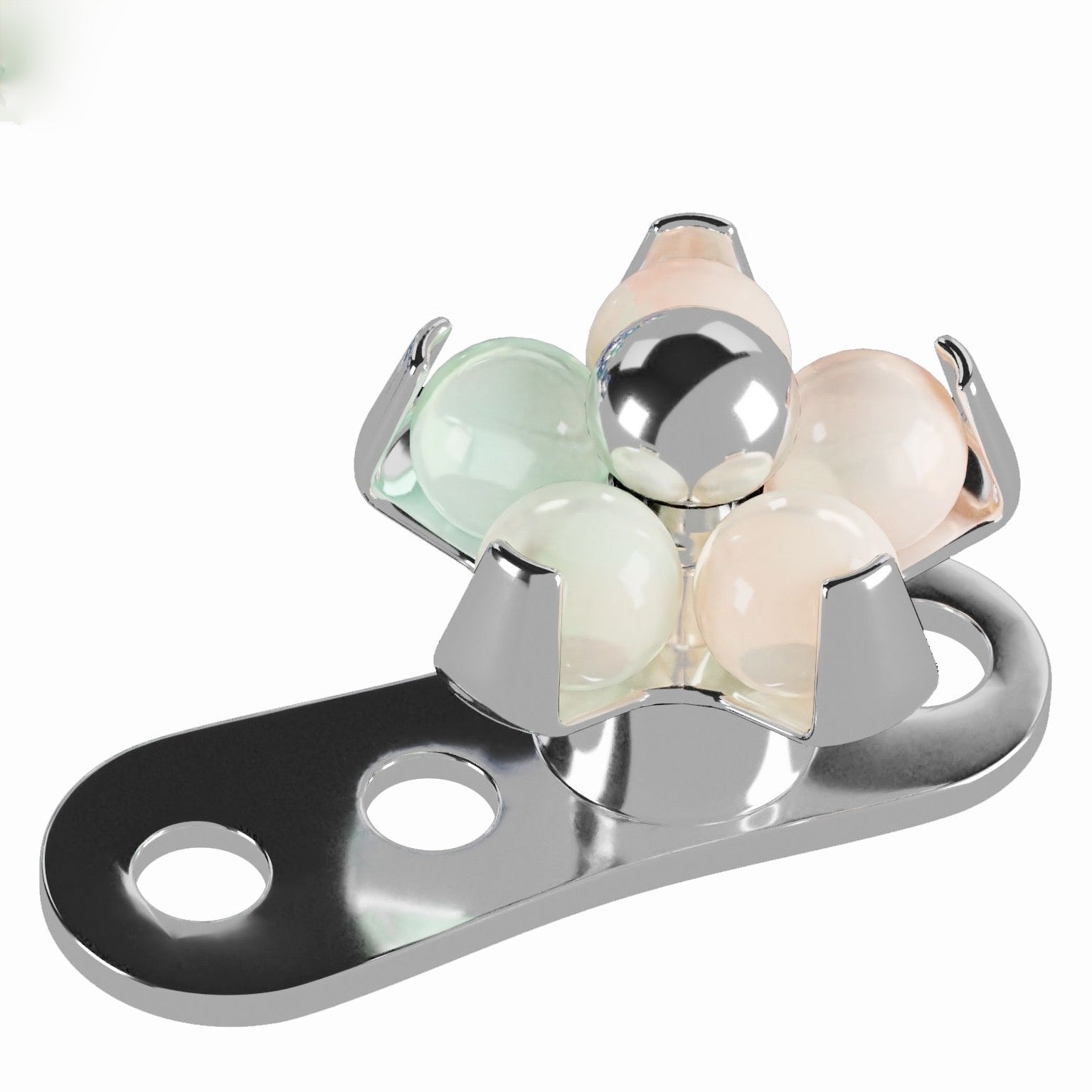 G23 Titanium Opal Stone Studded Flower Dermal Anchor Top