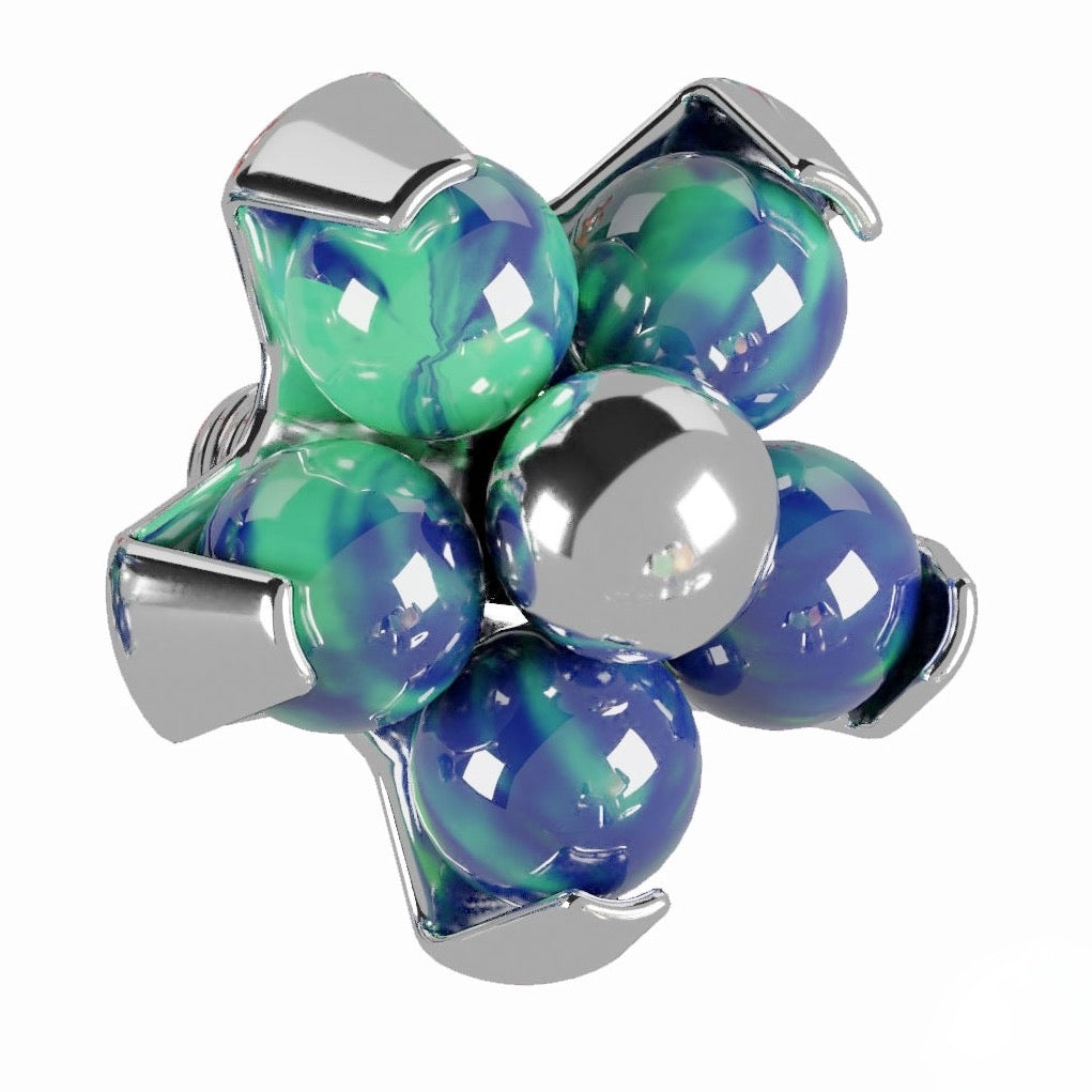 G23 Titanium Opal Stone Studded Flower Dermal Anchor Top