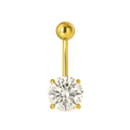 925 Sterling Silver Round Jewelled Non-Dangling Belly Button Ring