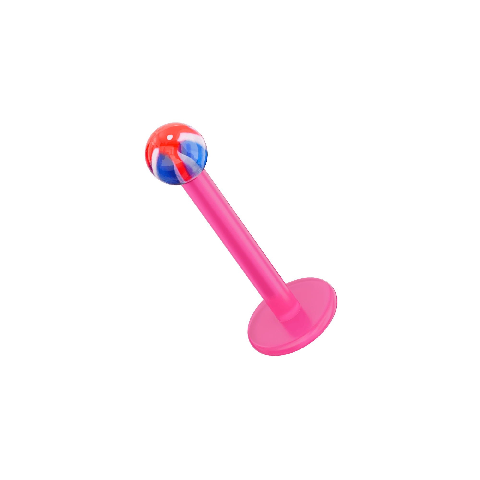 UV Pink Labret with Tye-Dye UV Ball (Pack of 10)