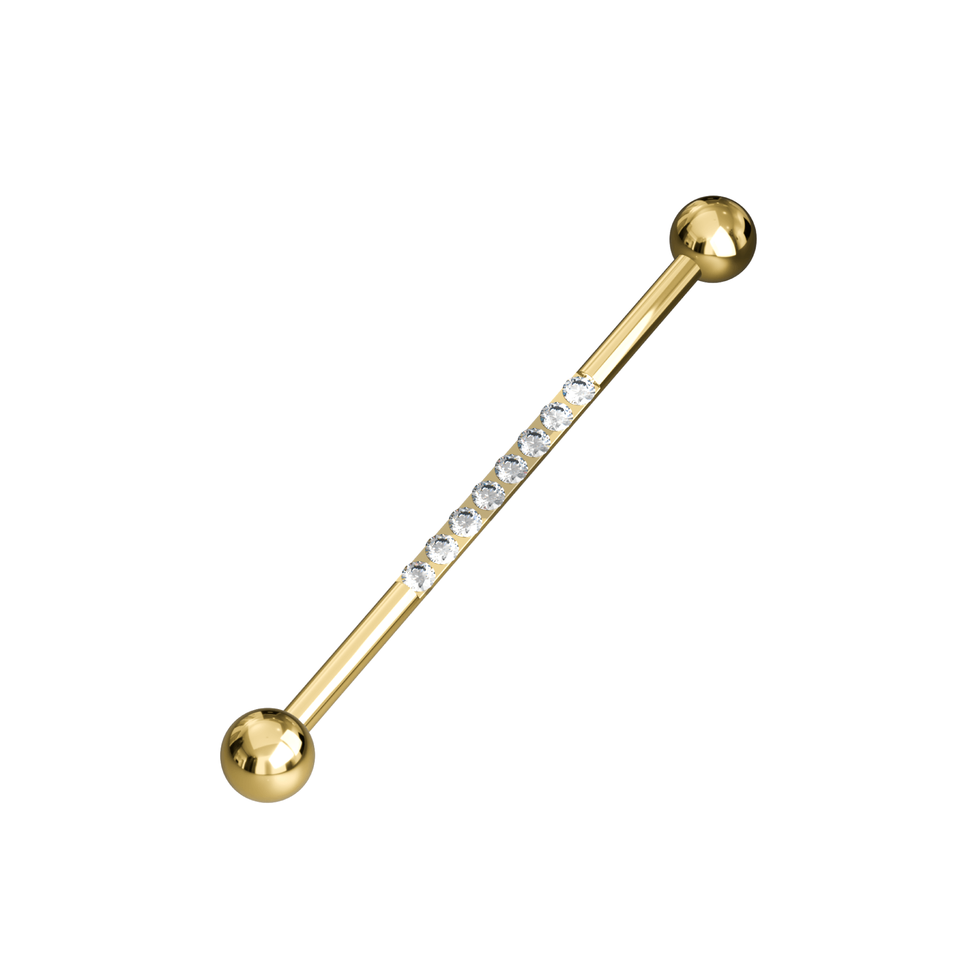 316L Surgical Steel 8 Cubic Zirconia Jewelled Industrial Barbell