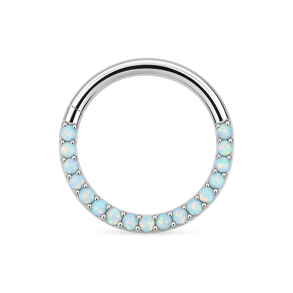 316L Surgical Steel Opal Studded Hinged Clicker Segment Ring