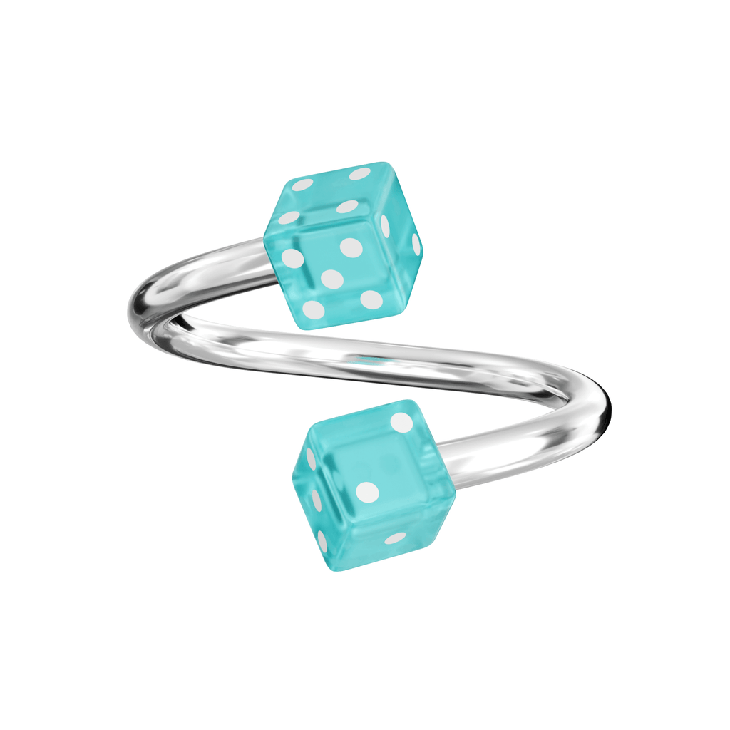 316L Surgical Steel Spiral Barbell with UV Dice