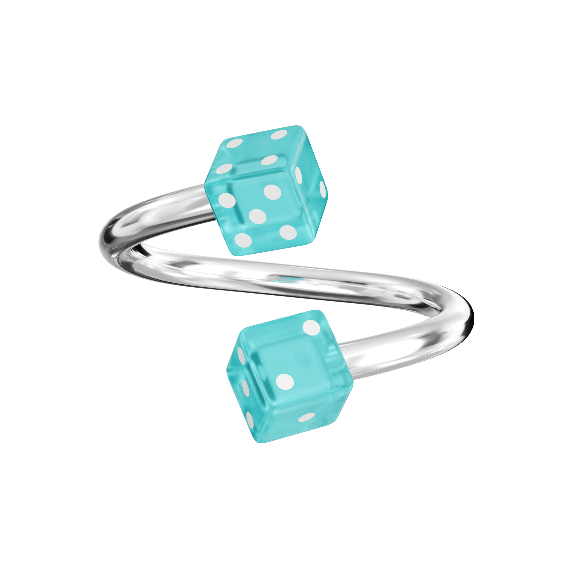 316L Surgical Steel Spiral Barbell with UV Dice
