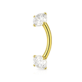 14K Gold Internally Threaded 3mm Round CZ Jewelled Curved Barbell