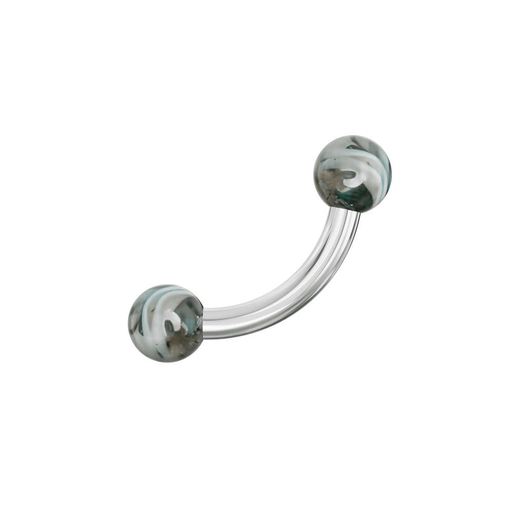 316L Surgical Steel Curved Bar with Trippy Marble UV Ball (Pack of 10)