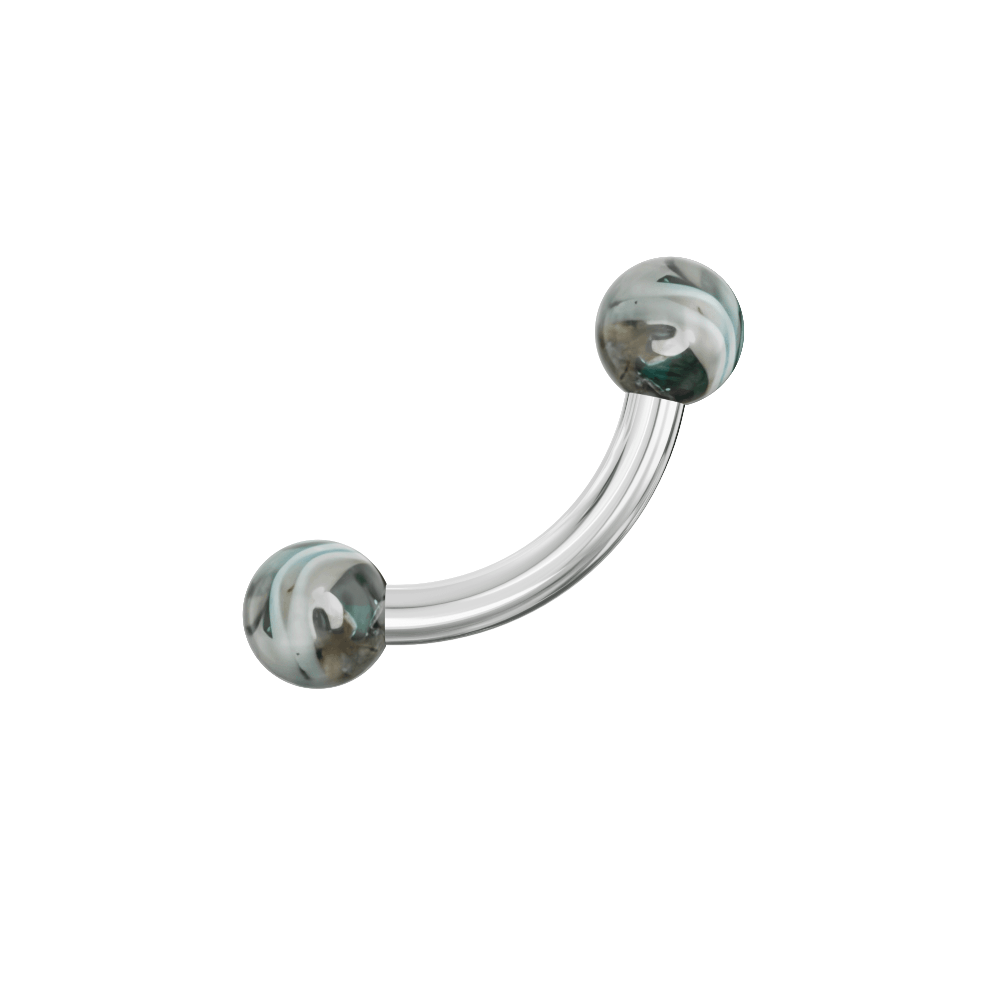316L Surgical Steel Curved Bar with Trippy Marble UV Ball (Pack of 10)