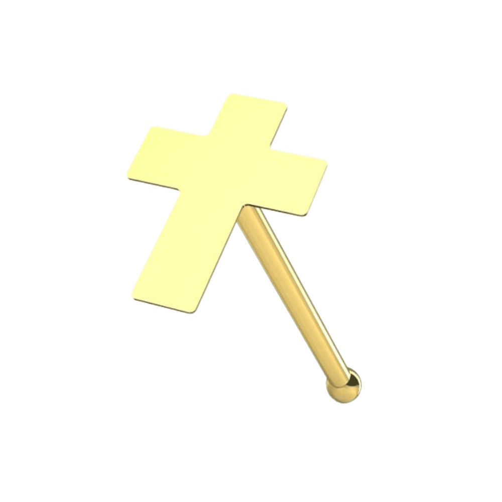 9K Gold Plain Cross Nose Studs