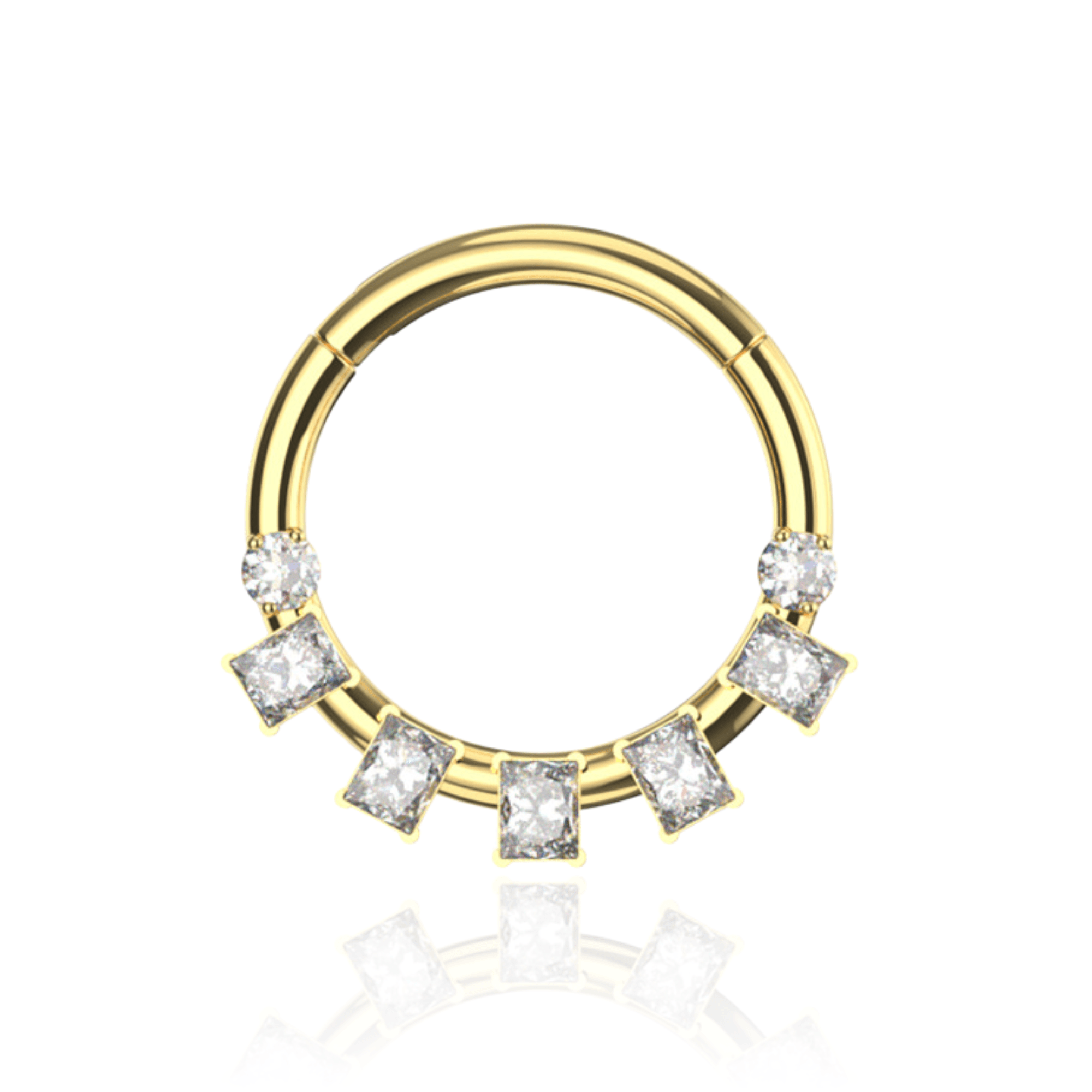 316L Surgical Steel Bezel Set Seven CZ Jewelled Hinged Segment Clicker Ring