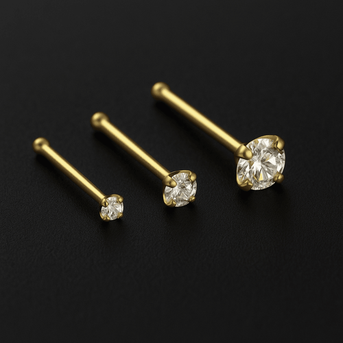 14K Gold Claw-Set Moissanite Nose Stud