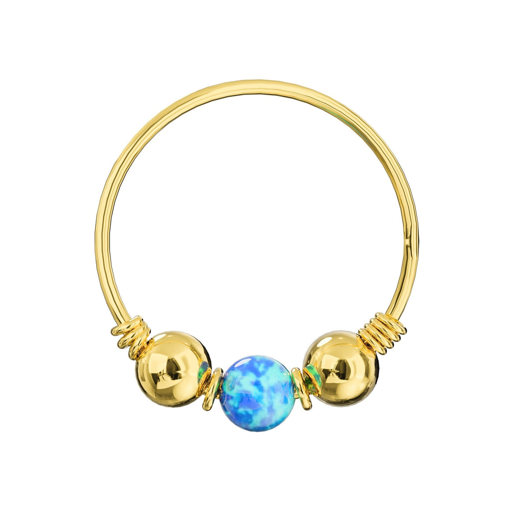 14K Gold Opal Stone Hoop Nose Ring