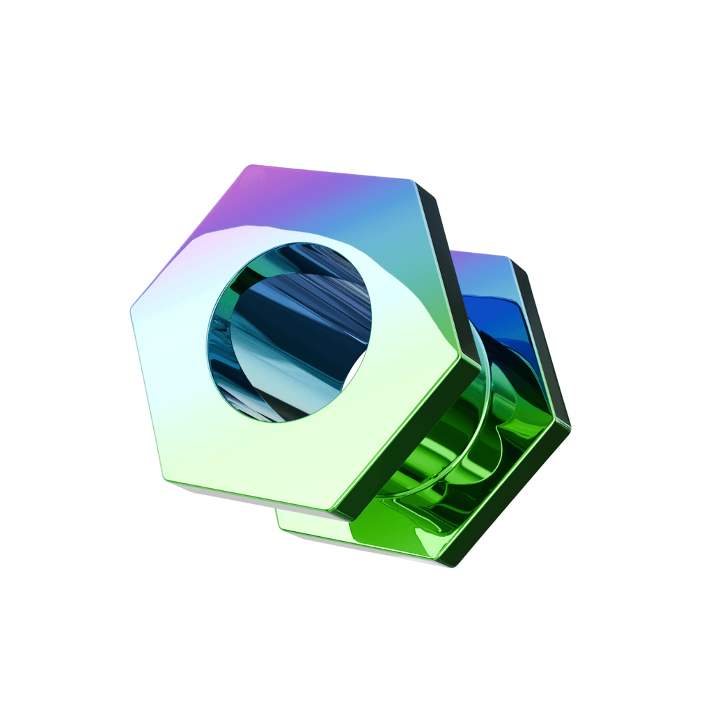 316L Surgical Steel Rainbow Hexagon External Threaded Tunnel