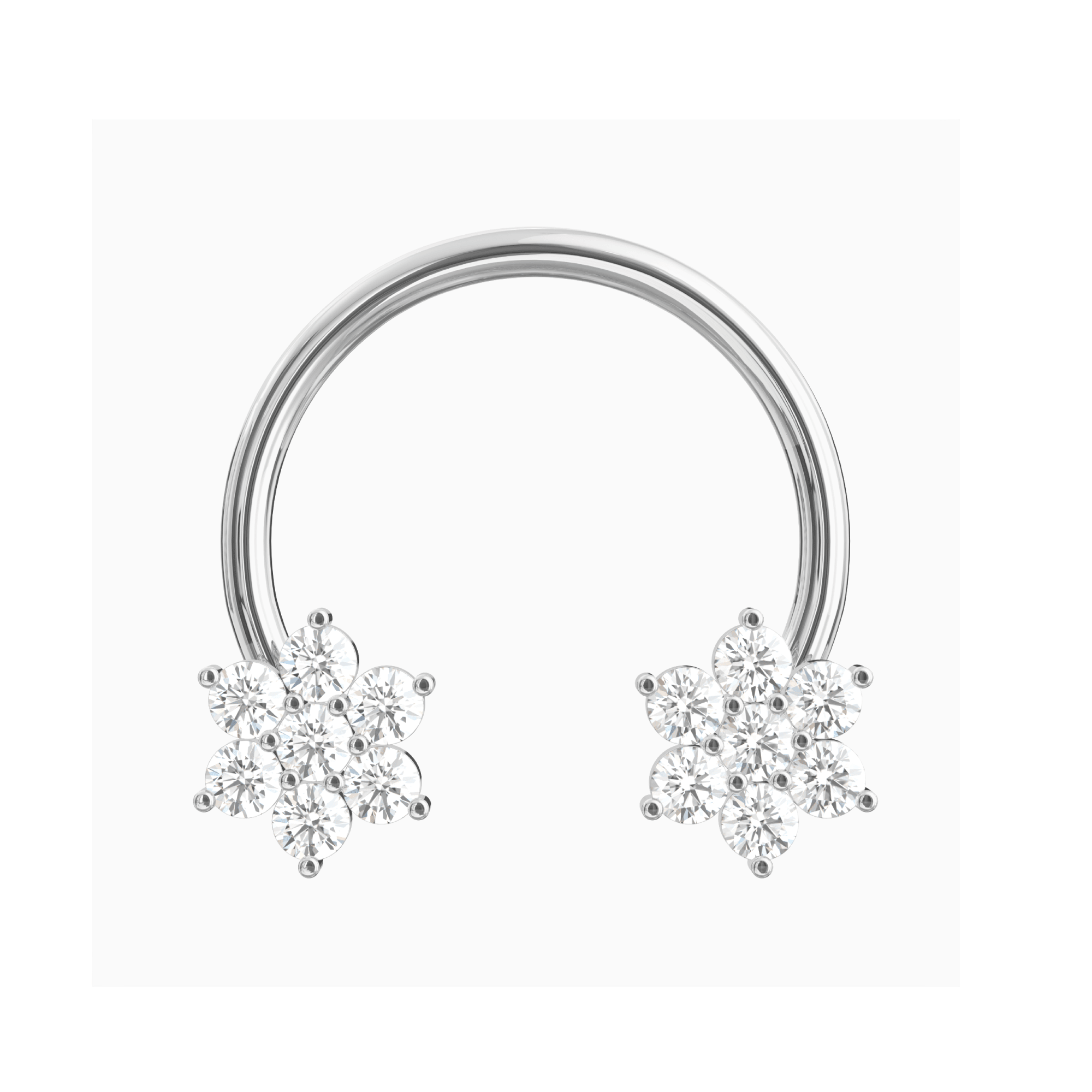 316L Surgical Steel Horseshoe Circular Bar with Floral Flower Septum Piercing