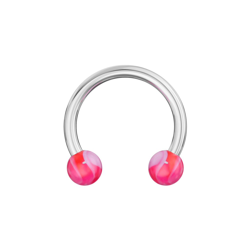 316L Surgical Steel Circular Barbell With Marble UV Balls (Pack of 10)