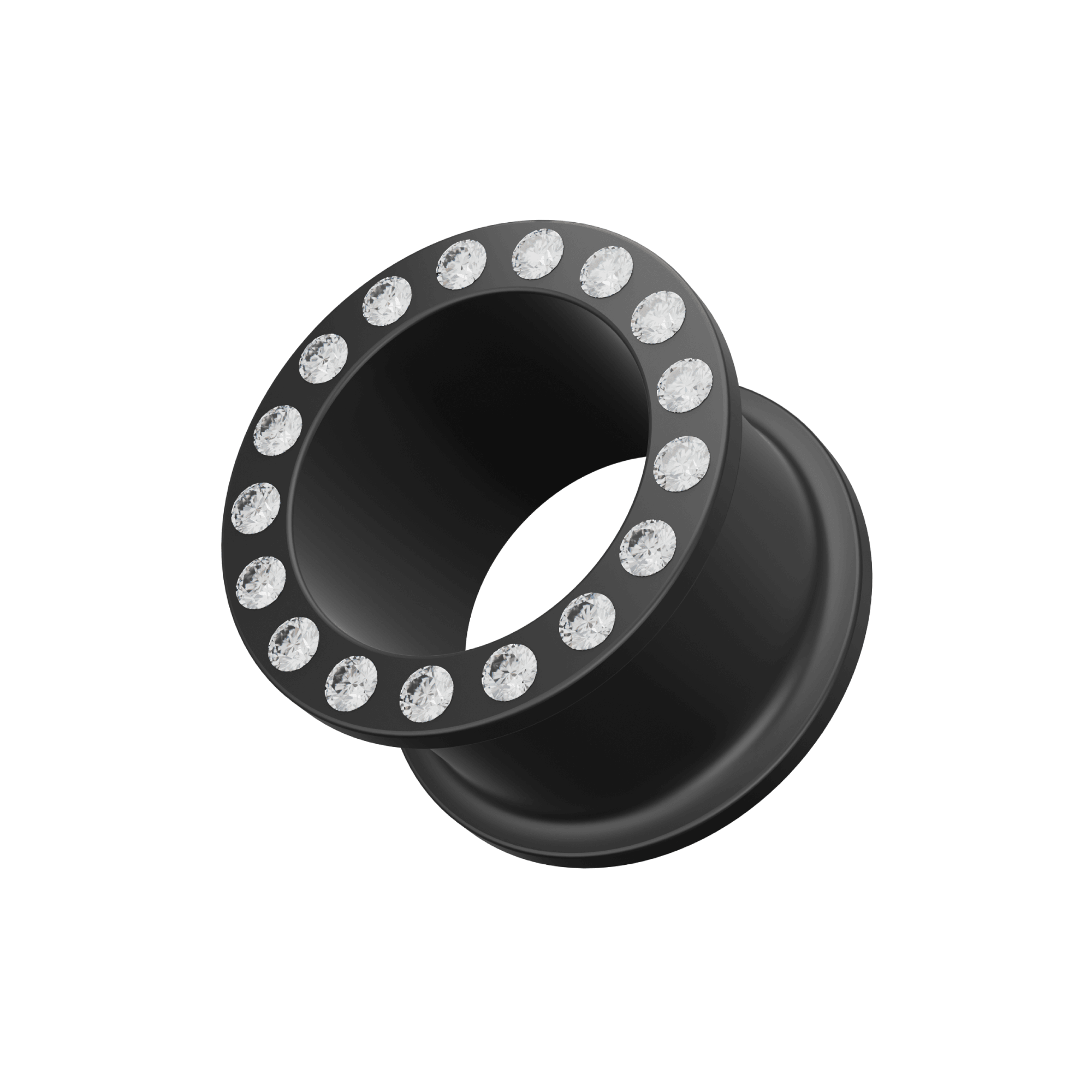Multi Jewelled Black Silicone Ear Tunnel