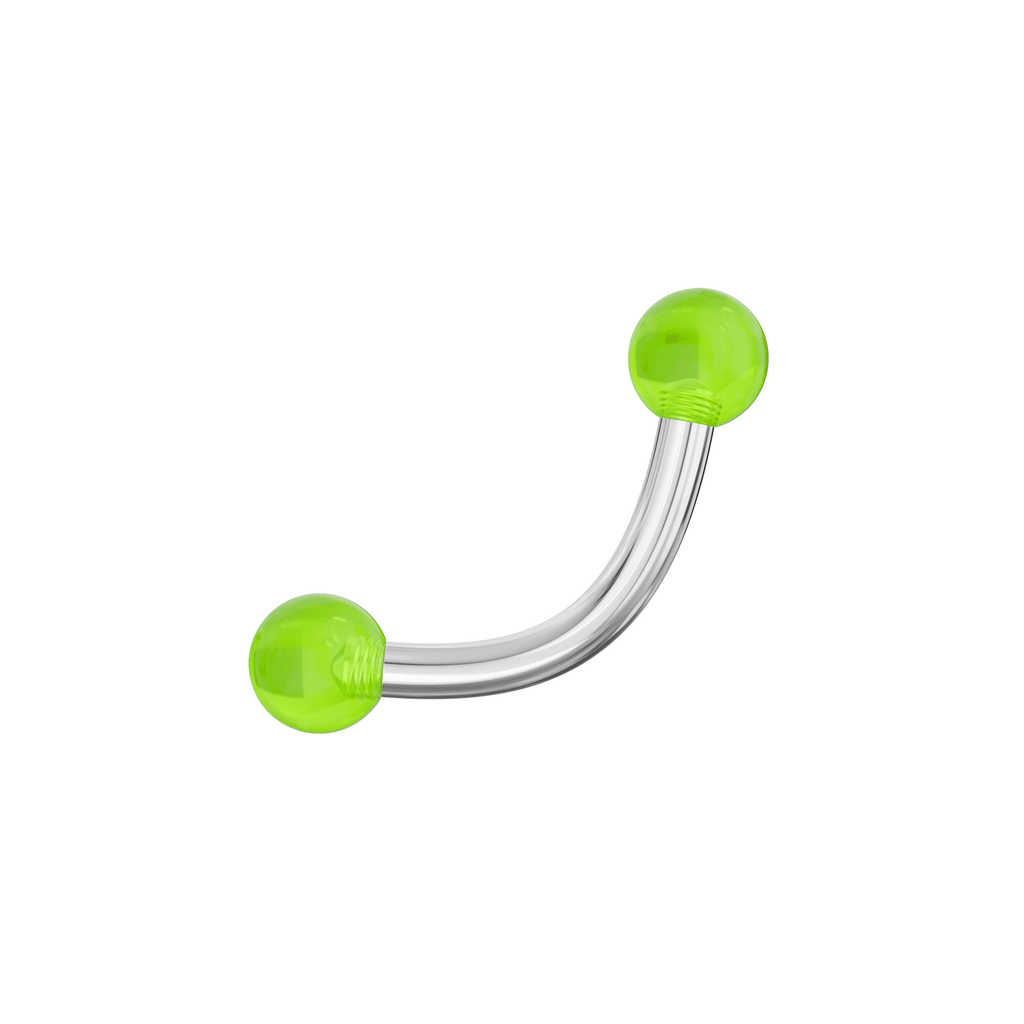 316L Surgical Steel Curved Bar with Glossy UV Balls (Pack of 10)