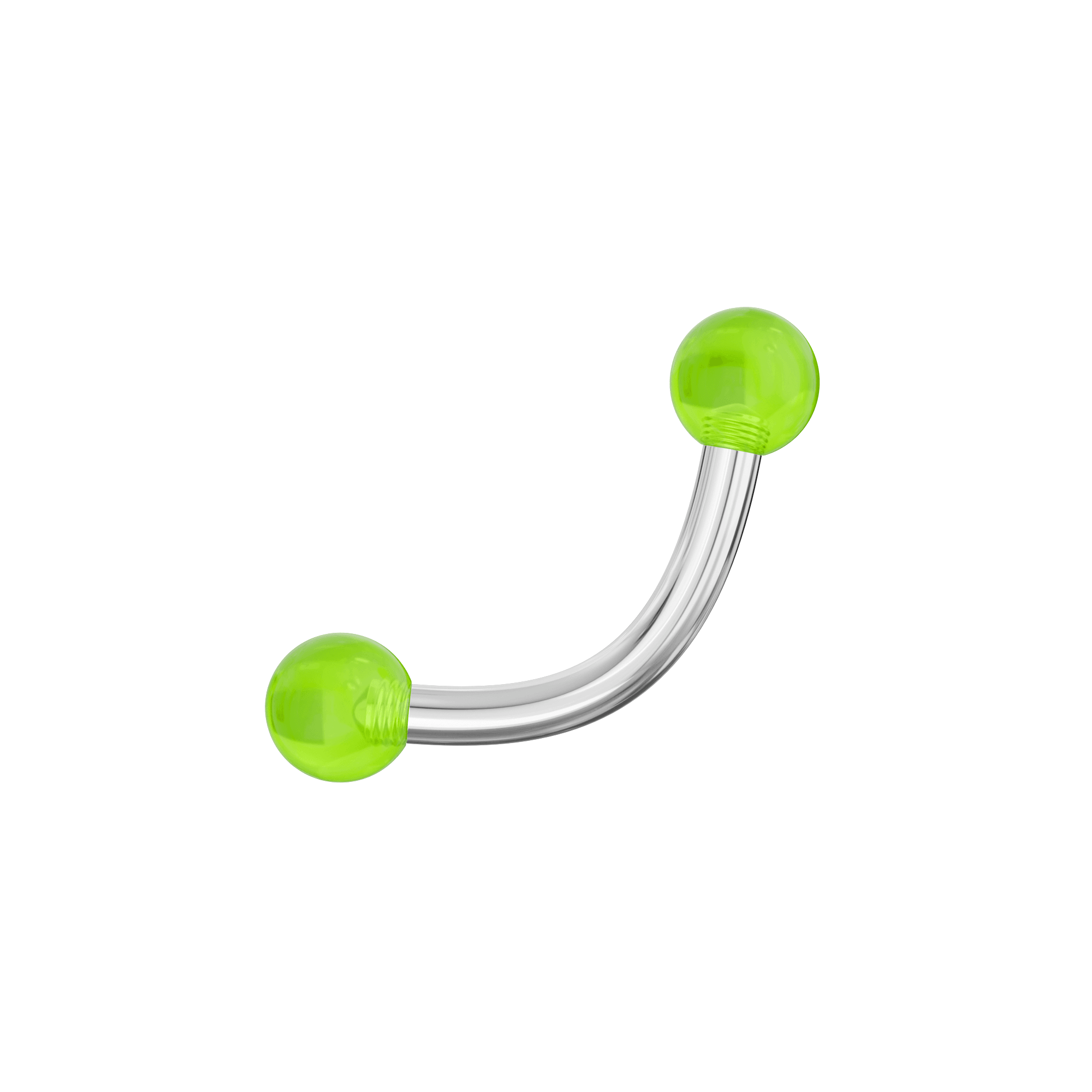 316L Surgical Steel Curved Bar with Glossy UV Balls (Pack of 10)