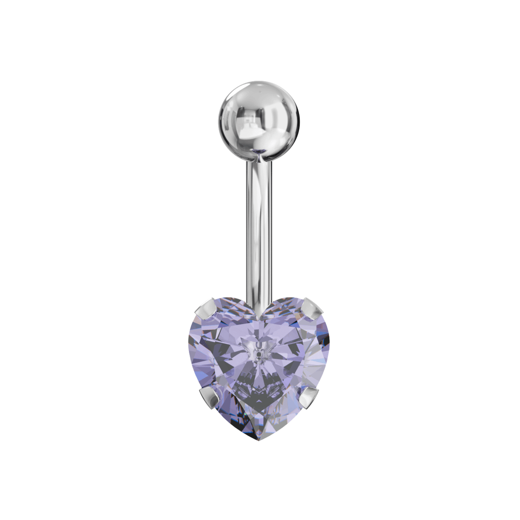316L Surgical Steel Studded Heart Belly Ring