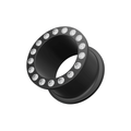 316L Surgical Steel Blackline Micro Setting Jewelled Screw Fit Flesh Tunnel