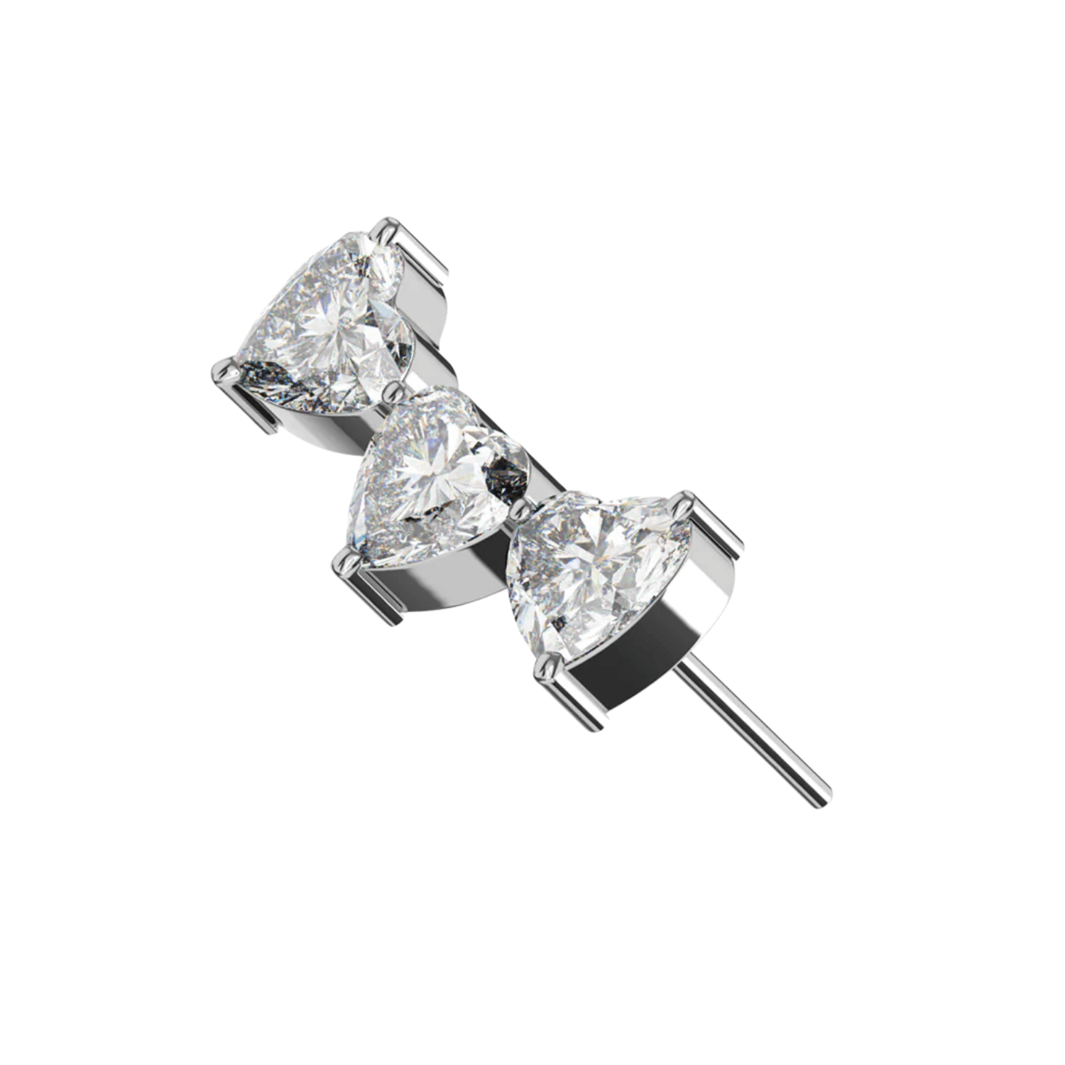 G23 Titanium CZ Jewelled Tri Heart Design Thread-less Push-Fit Top