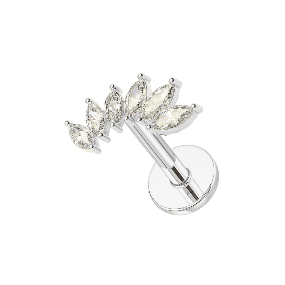 316L Surgical Steel Marquise CZ Stones Wave Cartilage Ear Stud