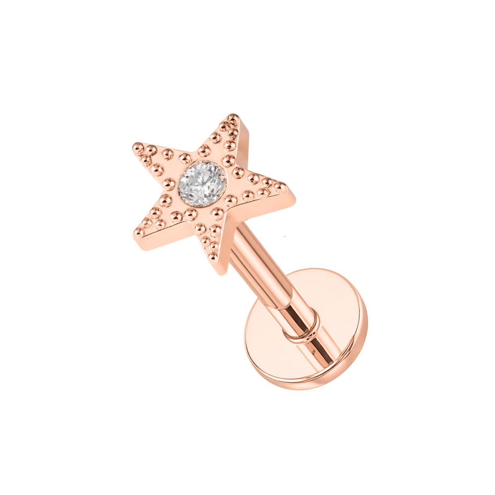316L Surgical Steel Jewelled Star Cartilage Ear Stud