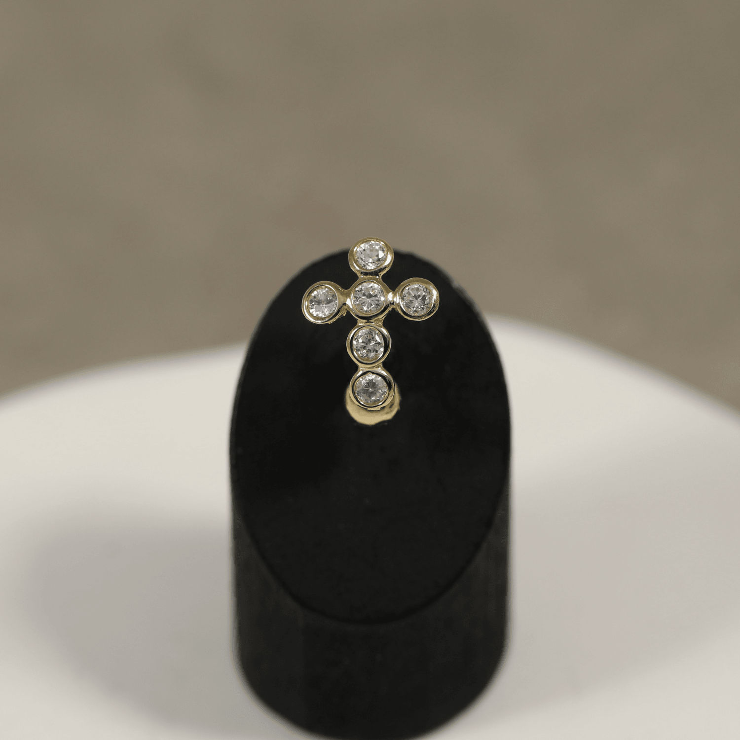 14K Gold Studded Cross Reverse Belly Ring