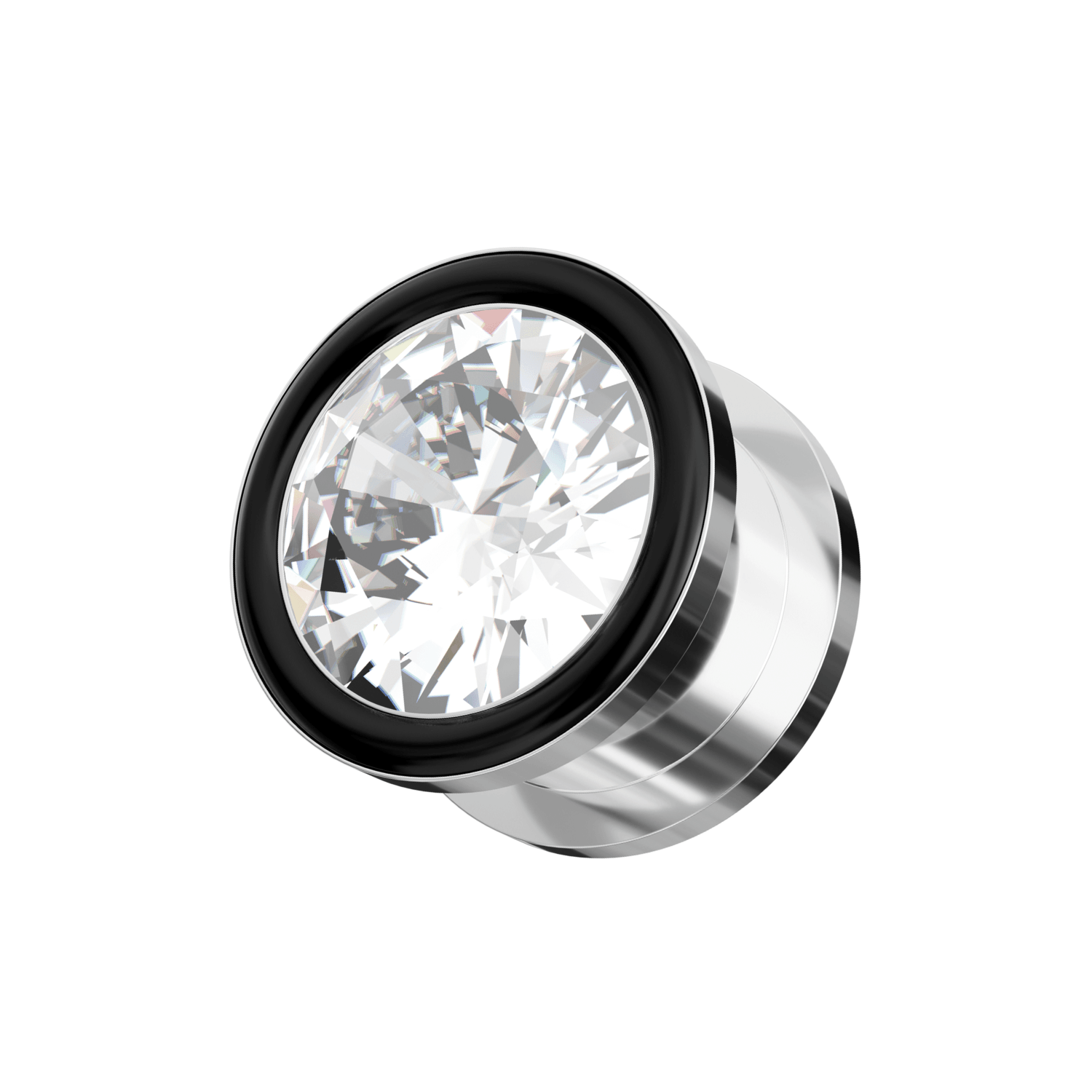 316L Surgical Steel CZ Jewelled Screw Fit Flesh Tunnel