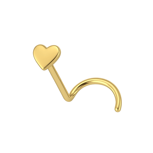 14K Gold Heart Nose Screw Stud