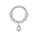 316L Surgical Steel CZ Jewelled and Pear Drop Dangle Hinged Segment Clicker