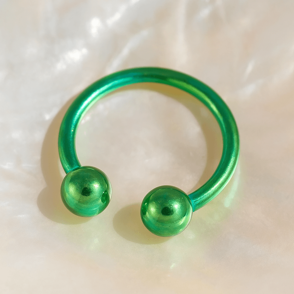 316L Surgical Steel Green Horseshoe CBB with Ball