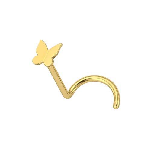 14K Gold Plain Butterfly Nose Screw