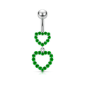 925 Sterling Silver Double Heart Dangling Belly Ring