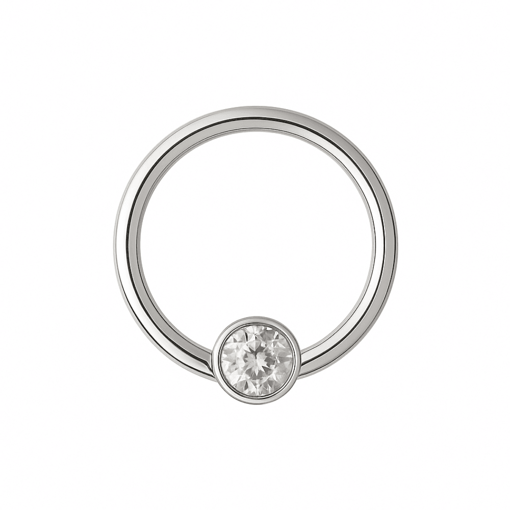 G23 Titanium CZ Jewelled Hinged Segment Clicker Ring