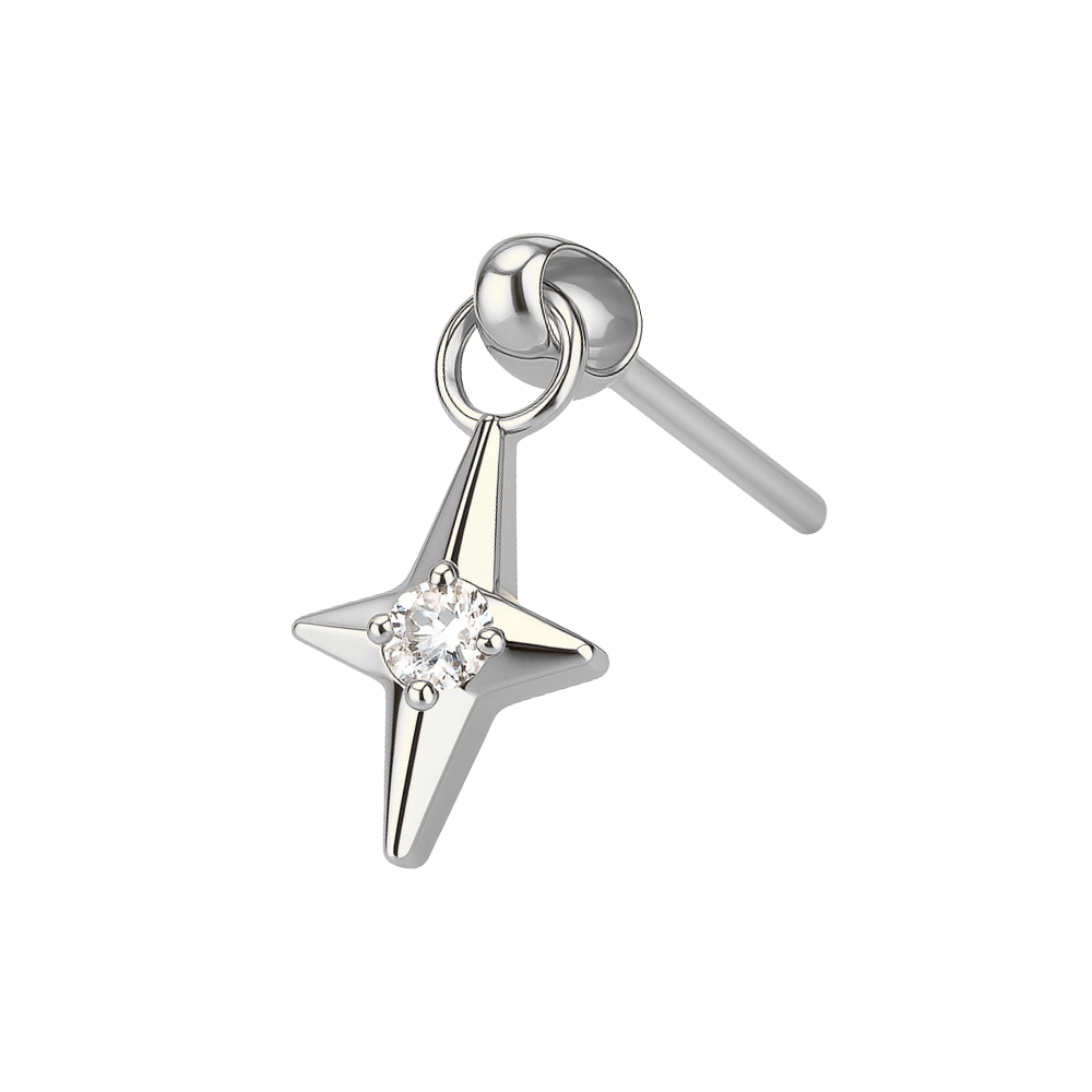 G23 Titanium CZ Jewelled Twinkle Star Drop Threadless Top