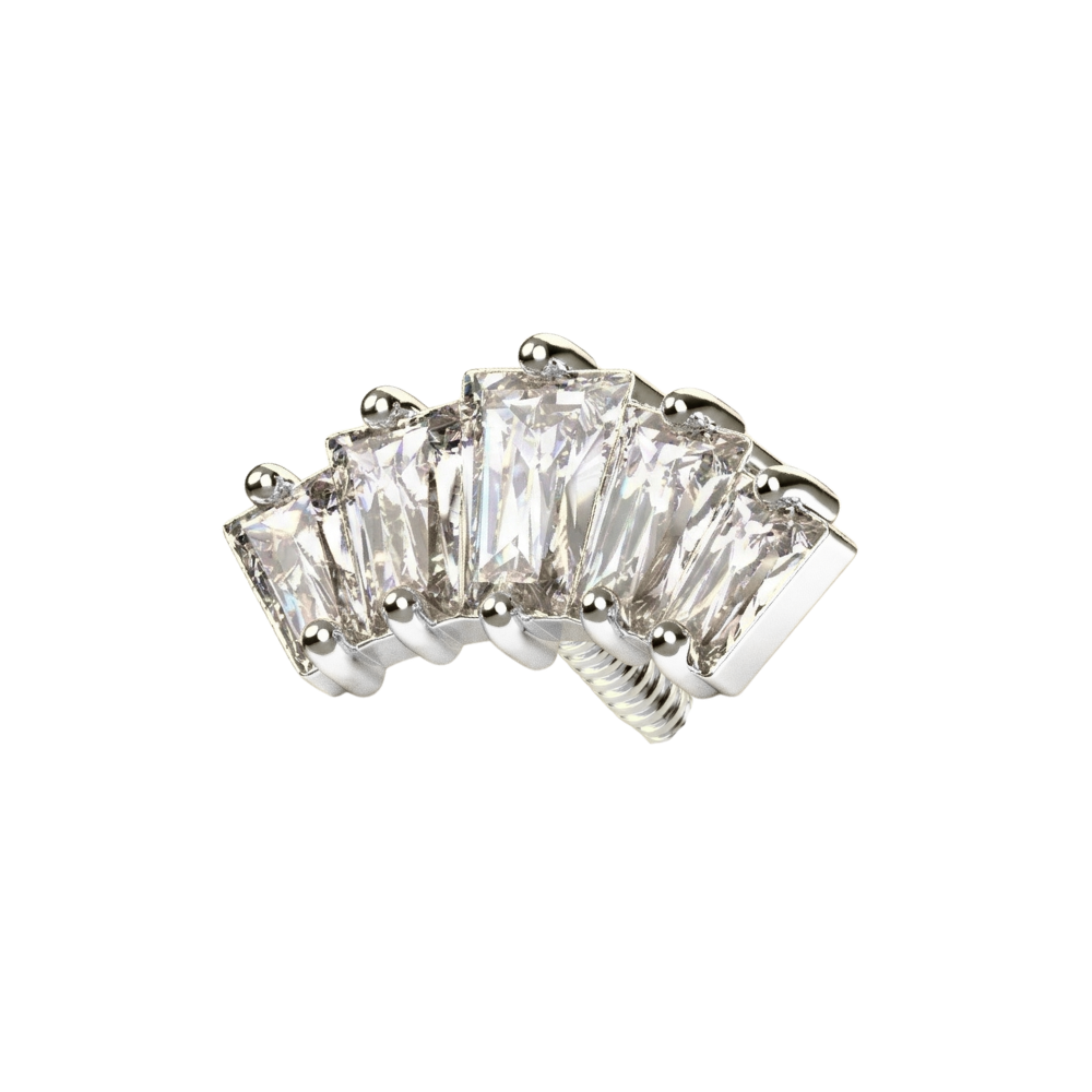 316L Surgical Steel Baguette CZ Fan Cluster Internally Threaded Accessory Top