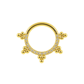 316L Surgical Steel Multi Crystals Jewelled with Trinity Tribal Dots Hinged Segment Clicker Ring