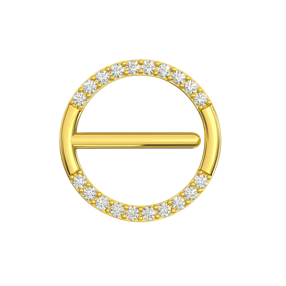 G23 Titanium CZ Jewelled Nipple Round Hinged Clicker Ring