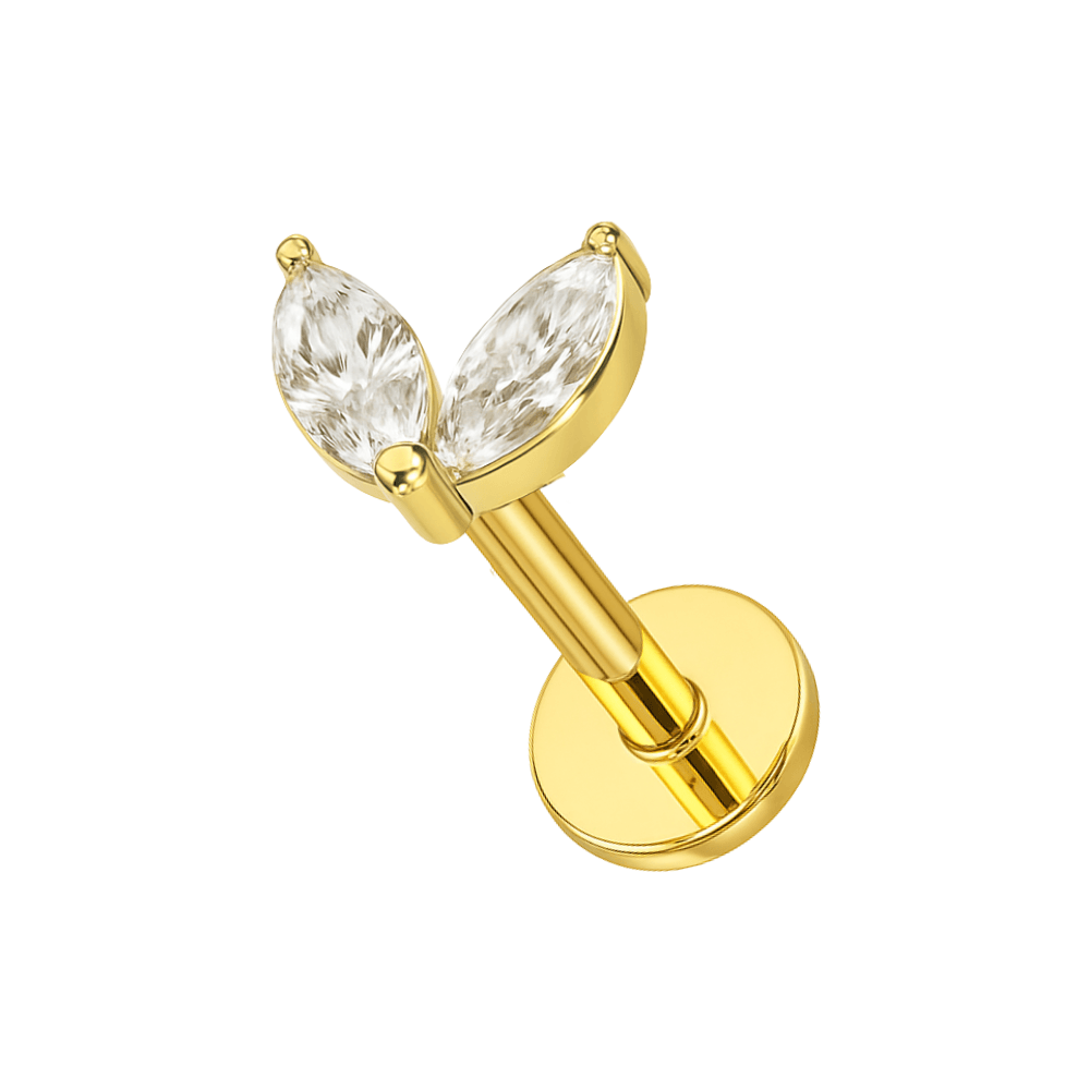 316L Surgical Steel Commelina Marquise CZ Jewelled Flatback Stud