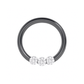 316L Surgical Steel Triple CZ Jewelled Classic Segment Clicker Ring