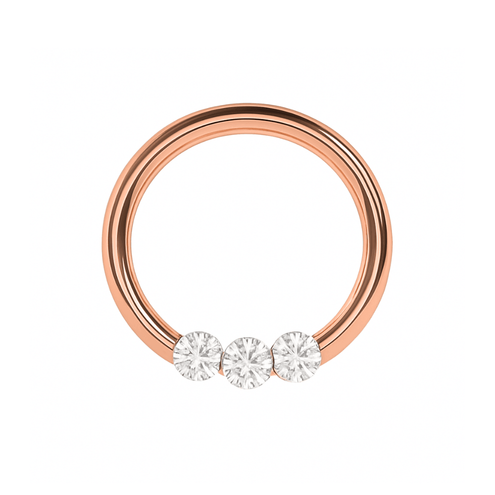 316L Surgical Steel Triple CZ Jewelled Classic Segment Clicker Ring