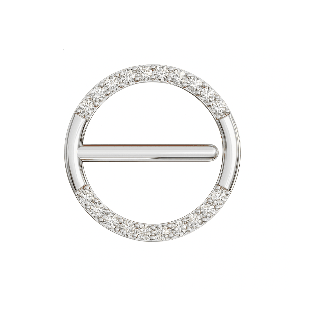 G23 Titanium CZ Jewelled Nipple Round Hinged Clicker Ring