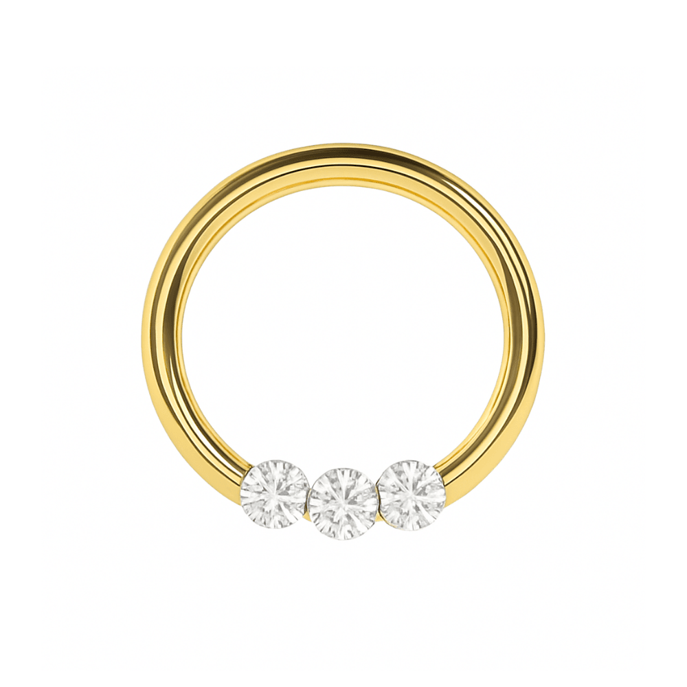 316L Surgical Steel Triple CZ Jewelled Classic Segment Clicker Ring