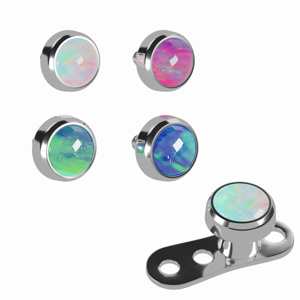 G23 Titanium Opal Stone Top Dermal Anchor