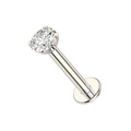 14K Gold Lip Labret with Round Cubic Zirconia Push Fit Top