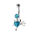 925 Sterling Silver Jewelled Devil heart Dangling Belly Ring
