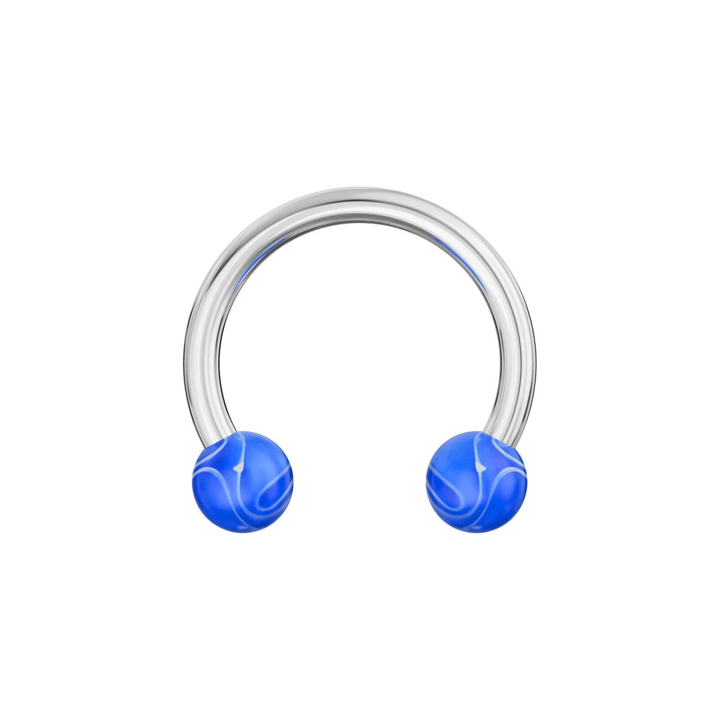 316L Surgical Steel Circular Barbell With Marble UV Balls (Pack of 10)