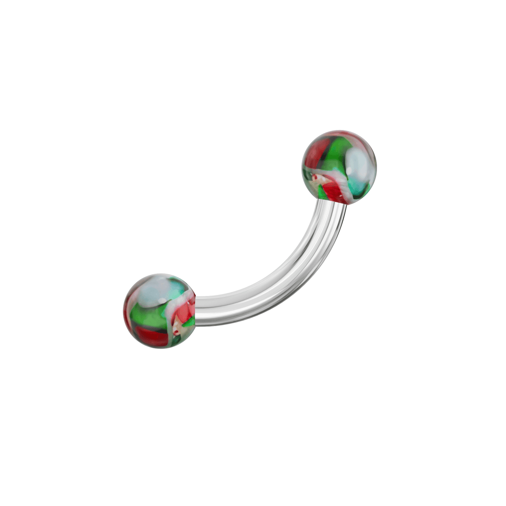 316L Surgical Steel Curved Bar with Trippy Marble UV Ball (Pack of 10)